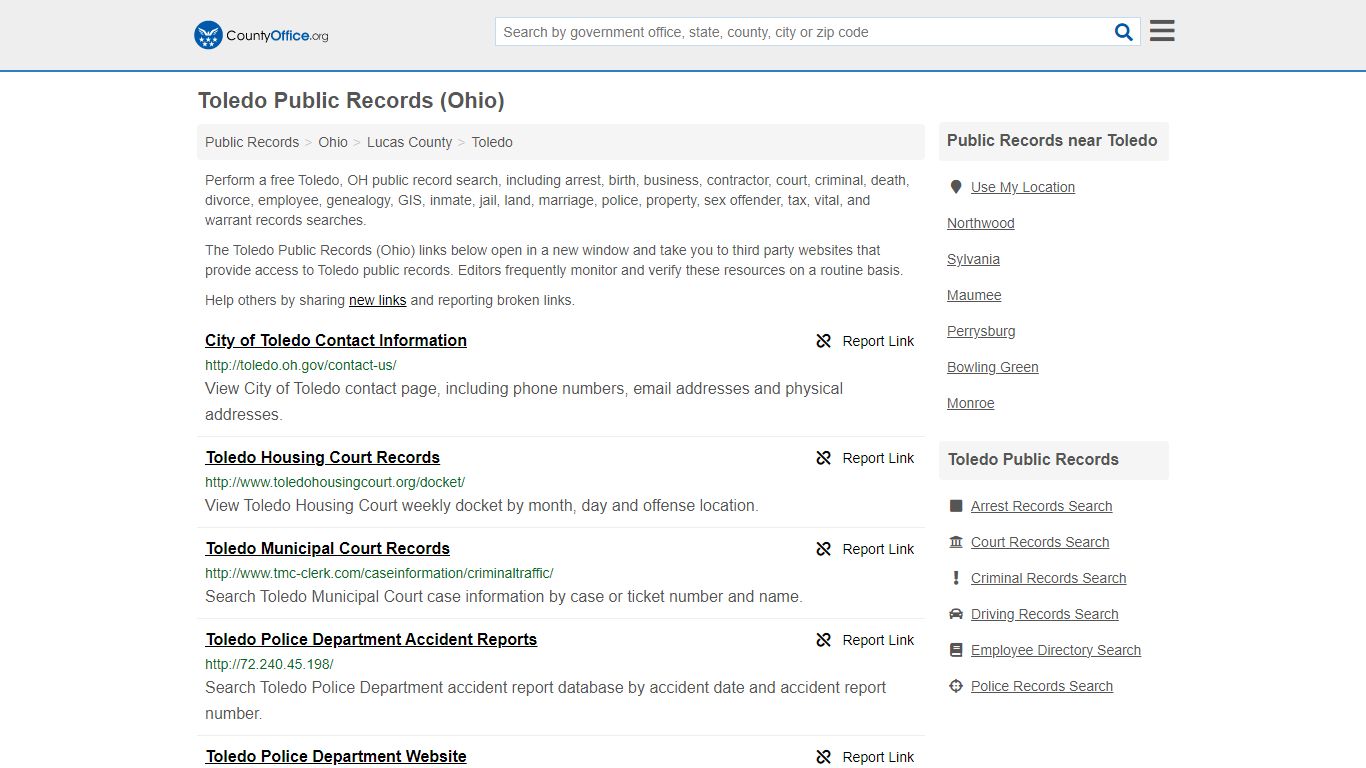 Toledo Public Records (Ohio) - County Office